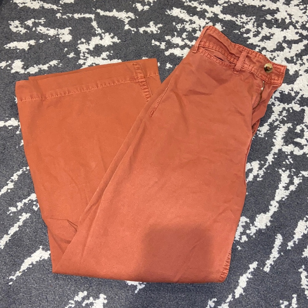 Burnt orange, wide leg jeans